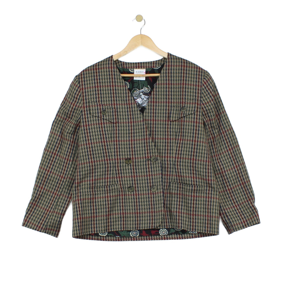 Womens Blazer Uk Made Check Buttoned