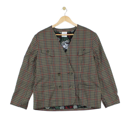Womens Blazer Uk Made Check Buttoned