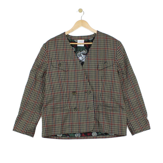 Womens Blazer Uk Made Check Buttoned