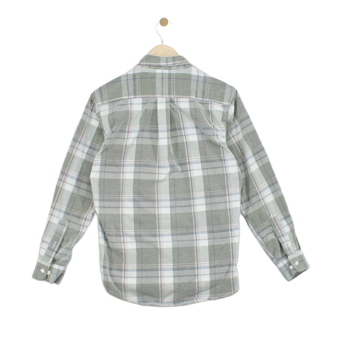 Mens Plaid Shirt Button Up Casual Corduroy