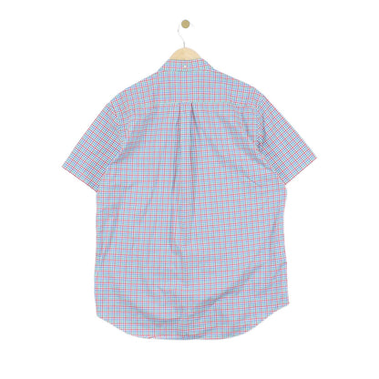 Mens Check Shirt Button Up Short Sleeve