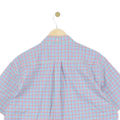Mens Check Shirt Button Up Short Sleeve