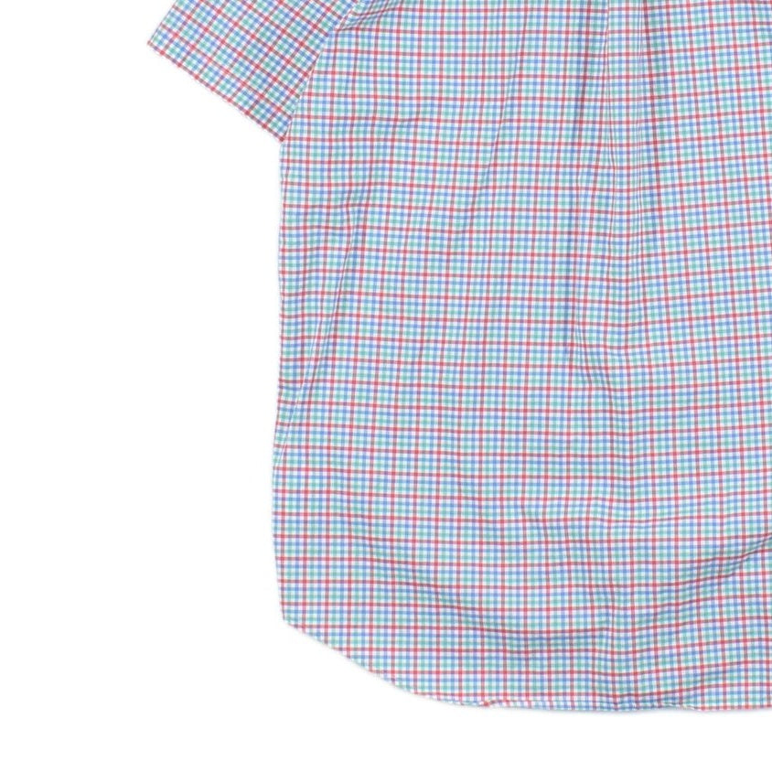 Mens Check Shirt Button Up Short Sleeve
