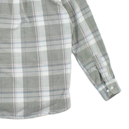 Mens Plaid Shirt Button Up Casual Corduroy