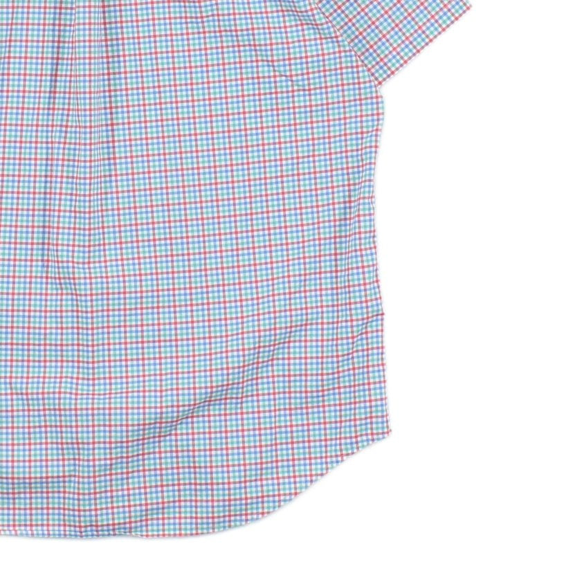 Mens Check Shirt Button Up Short Sleeve