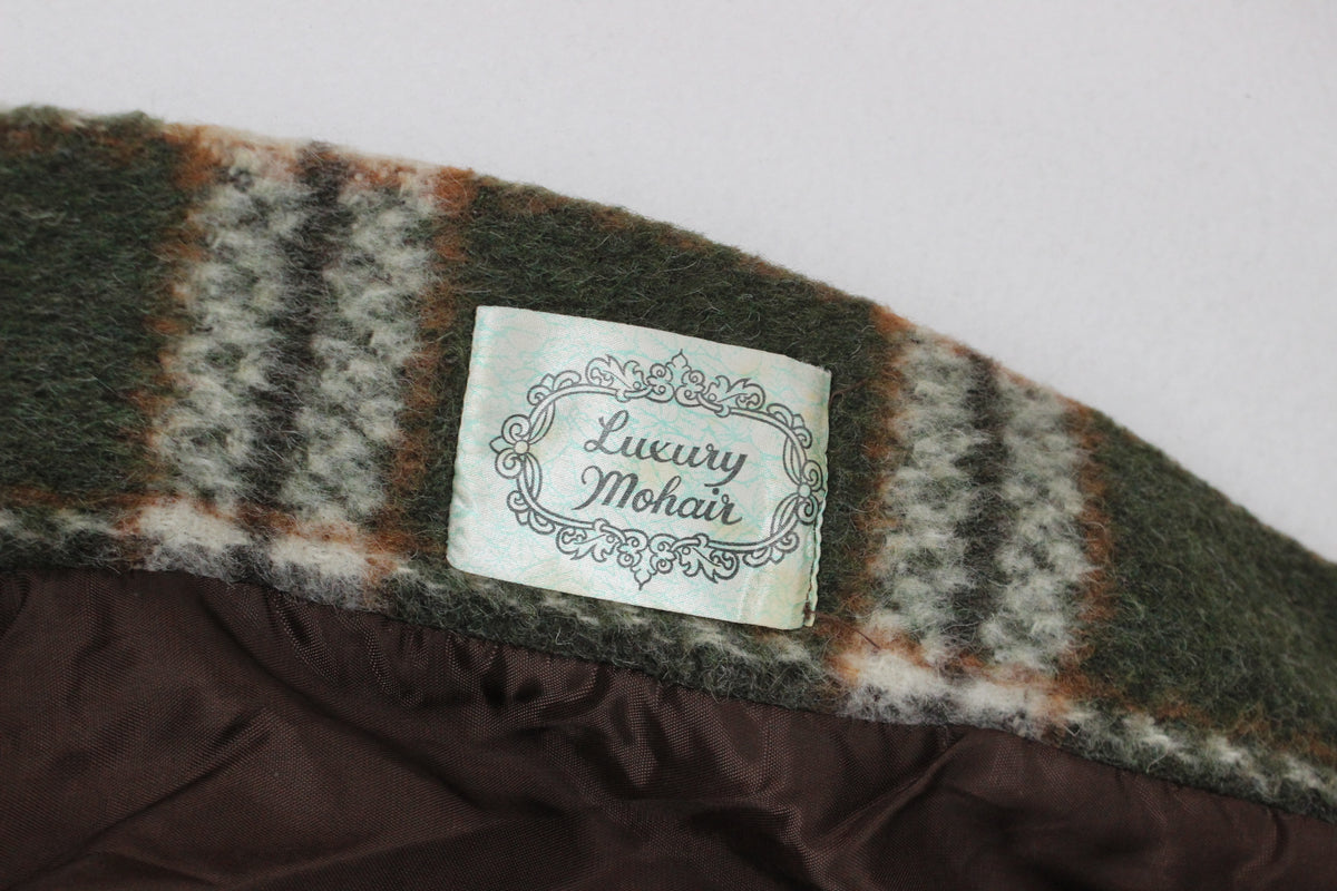 Womens Mohair Overcoat Plaid Pattern