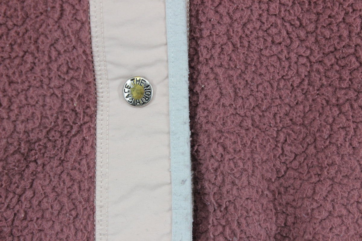 Womens Fleece Jacket Snap Button Oversized