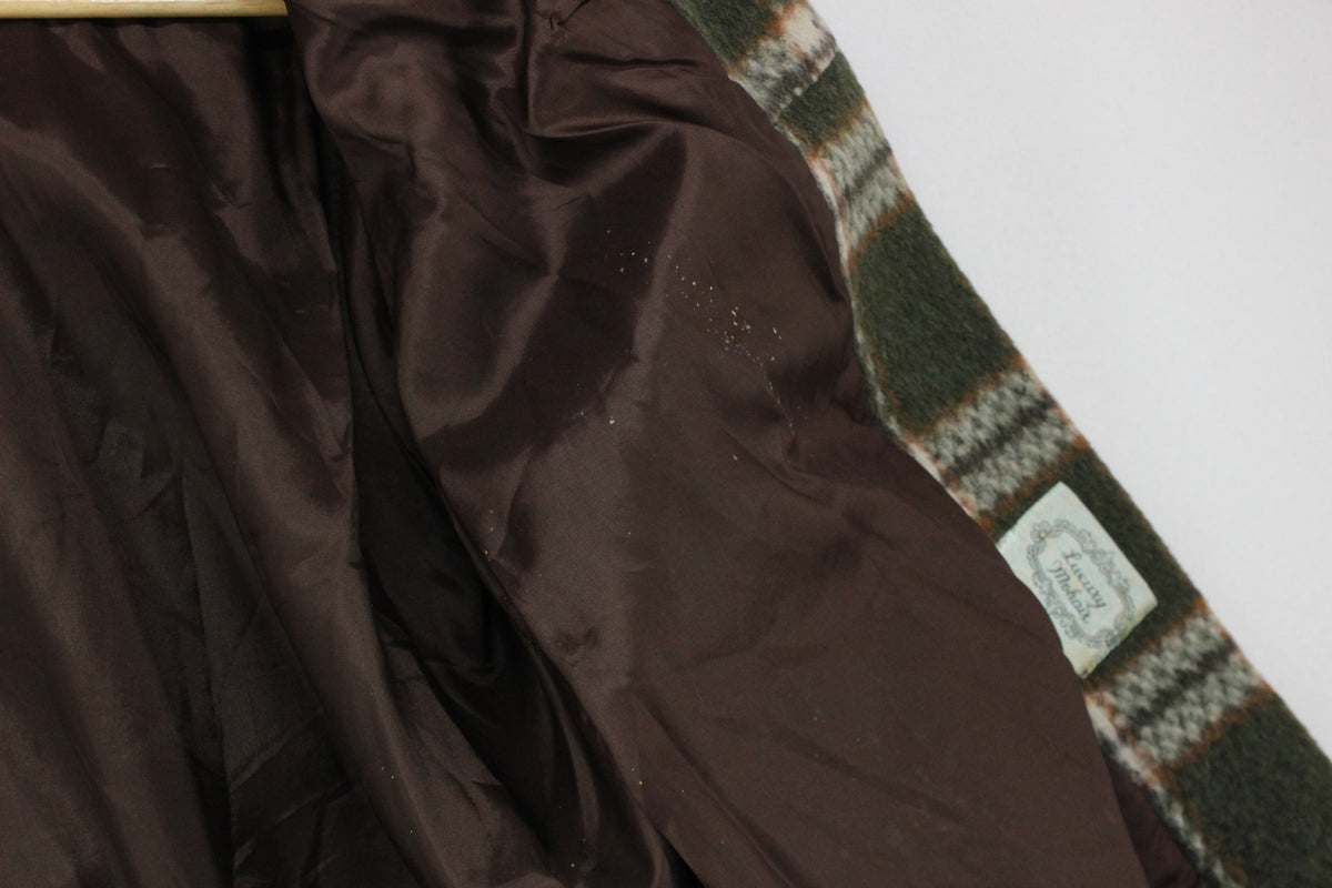 Womens Mohair Overcoat Plaid Pattern