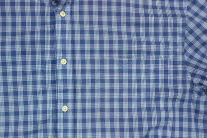 Mens Shirt Check Button Up Short Sleeve