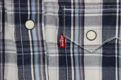Mens Plaid Shirt Snap Western Short Sleeve Check