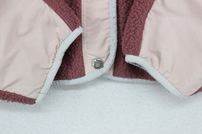 Womens Fleece Jacket Snap Button Oversized