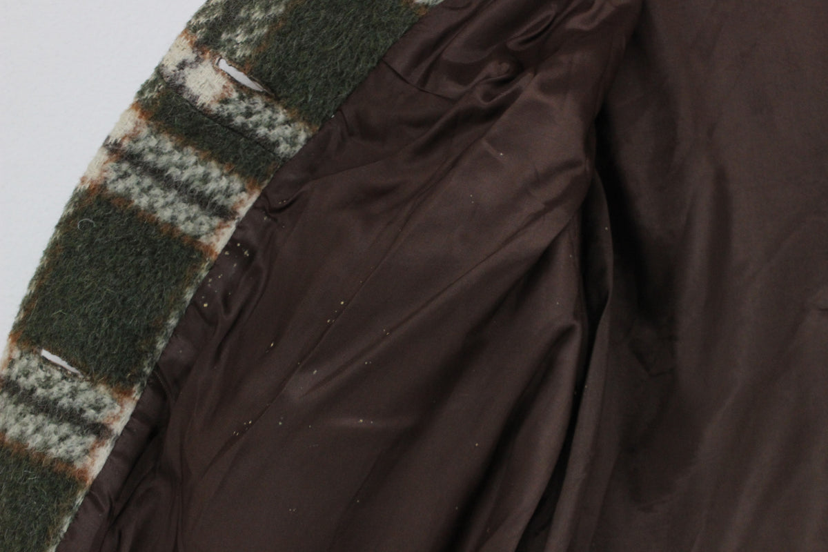 Womens Mohair Overcoat Plaid Pattern