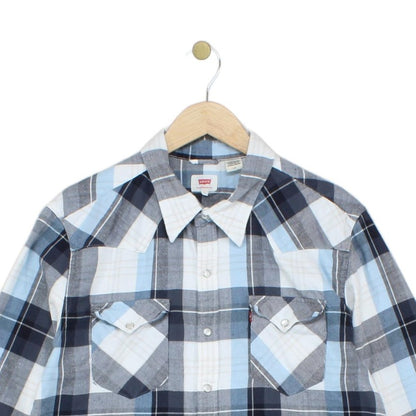 Mens Western Shirt Pearl Snap Long Sleeve Check