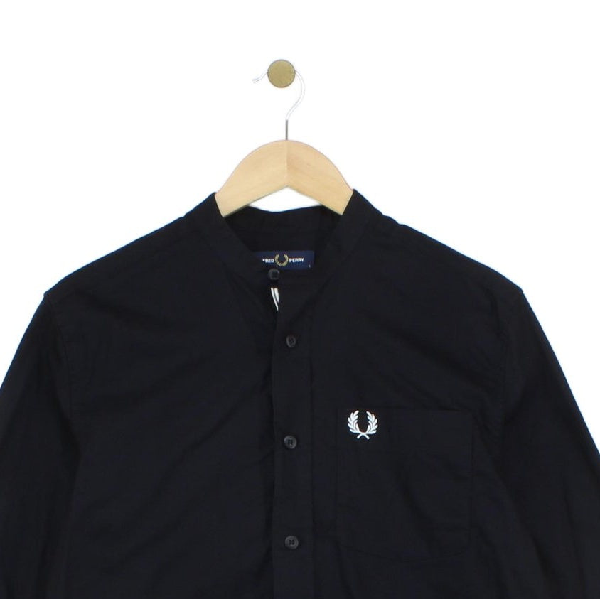 Mens Shirt Button Up Classic Band Collar