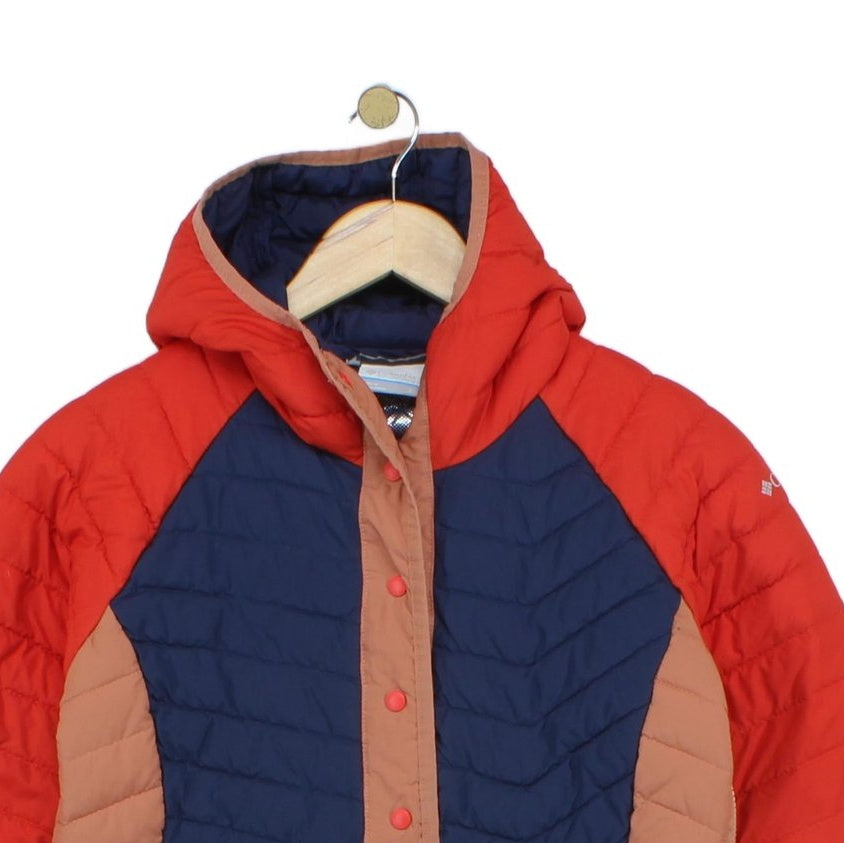Womens Quilted Jacket Snap Hooded Insulated