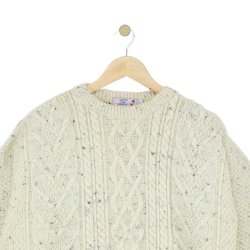 Womens Aran Knit Jumper Cable Knit Uk Made Relaxed Fit