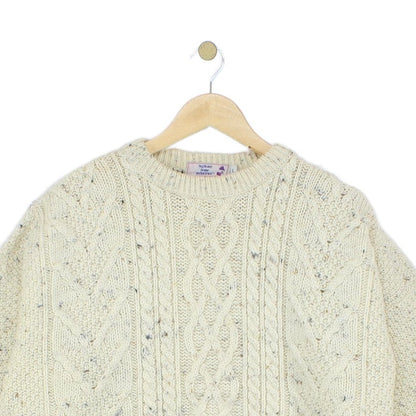 Womens Aran Knit Jumper Cable Knit Uk Made Relaxed Fit