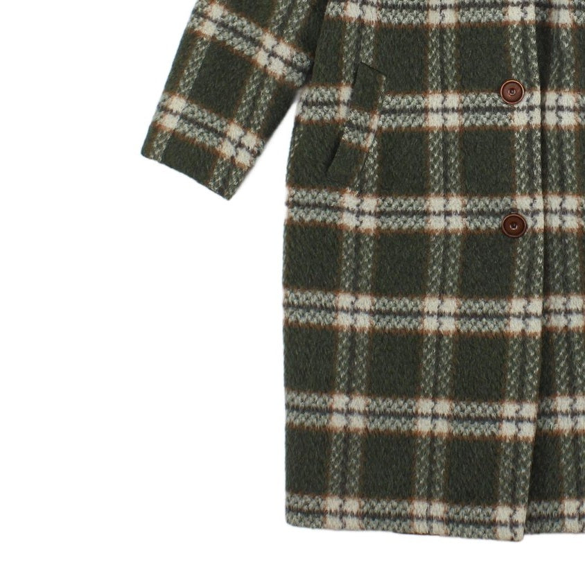 Womens Mohair Overcoat Plaid Pattern
