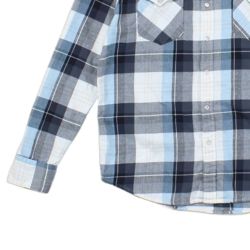 Mens Western Shirt Pearl Snap Long Sleeve Check