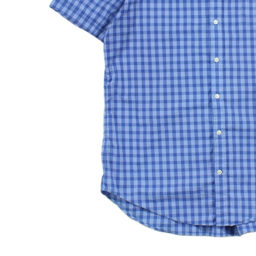 Mens Shirt Check Button Up Short Sleeve