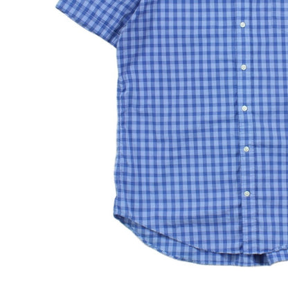 Mens Shirt Check Button Up Short Sleeve