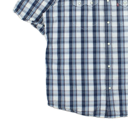 Mens Plaid Shirt Snap Western Short Sleeve Check
