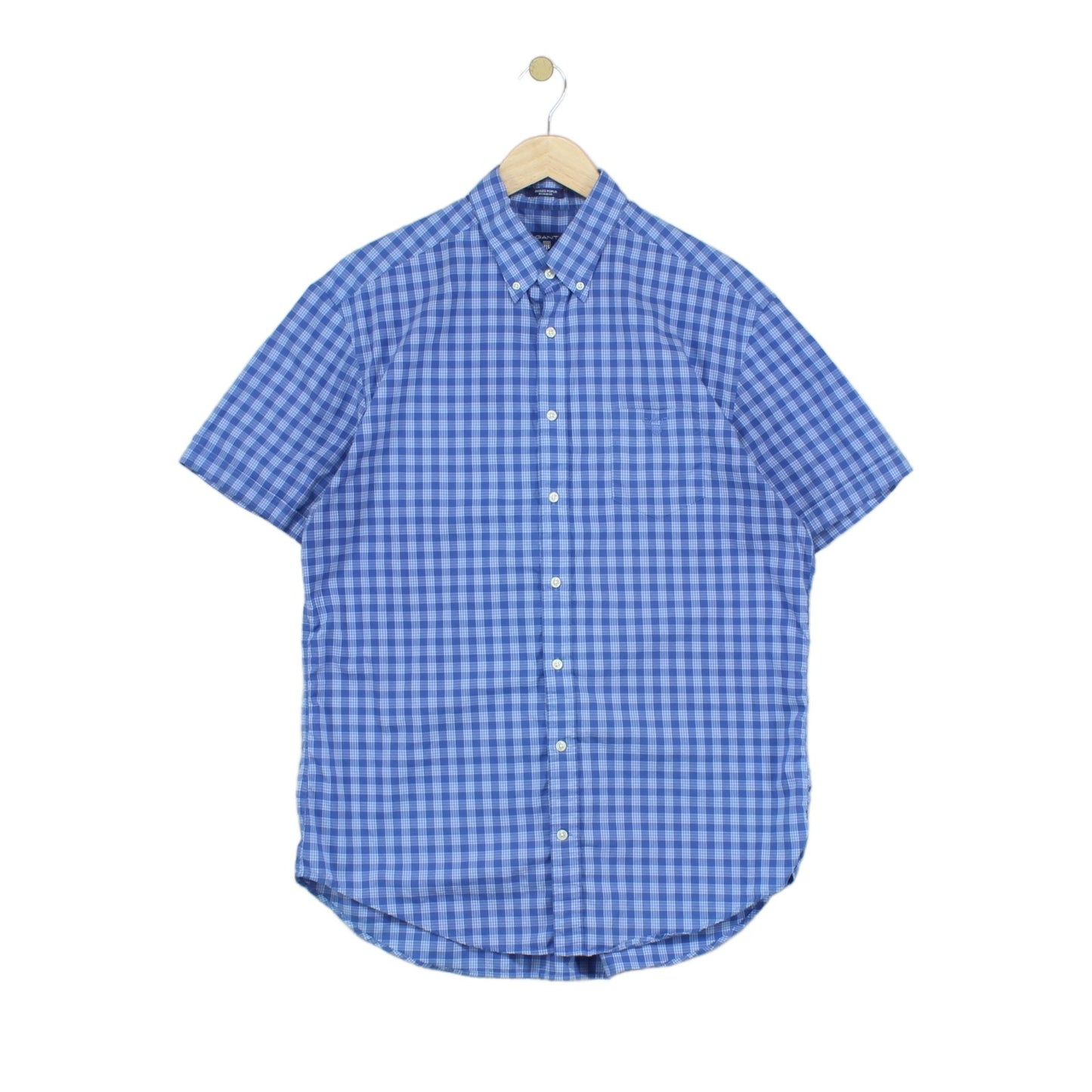 Mens Shirt Check Button Up Short Sleeve