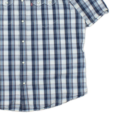 Mens Plaid Shirt Snap Western Short Sleeve Check