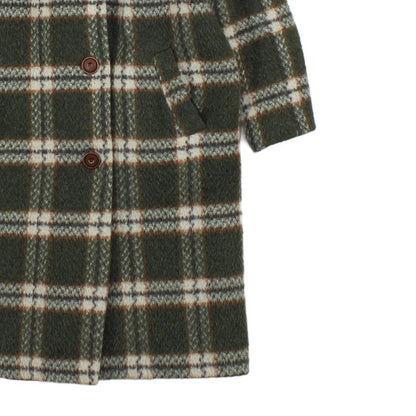 Womens Mohair Overcoat Plaid Pattern