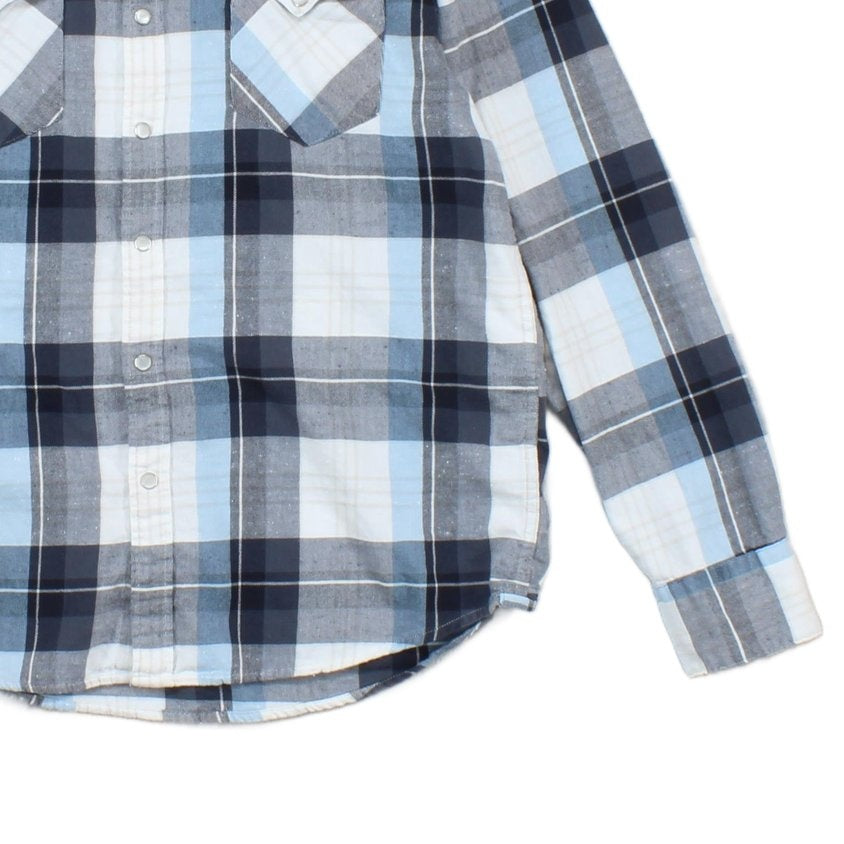 Mens Western Shirt Pearl Snap Long Sleeve Check