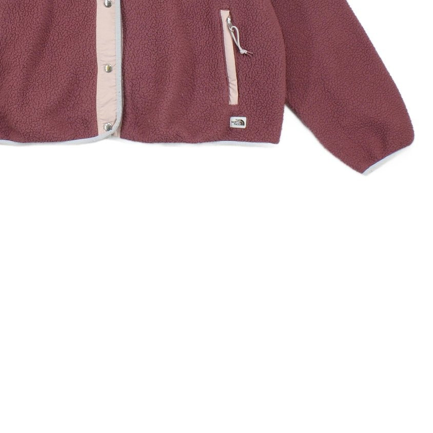 Womens Fleece Jacket Snap Button Oversized