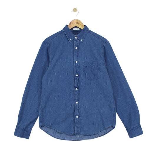 Mens Shirt Button Up Collared Long Sleeve