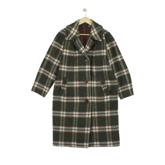 Womens Mohair Overcoat Plaid Pattern
