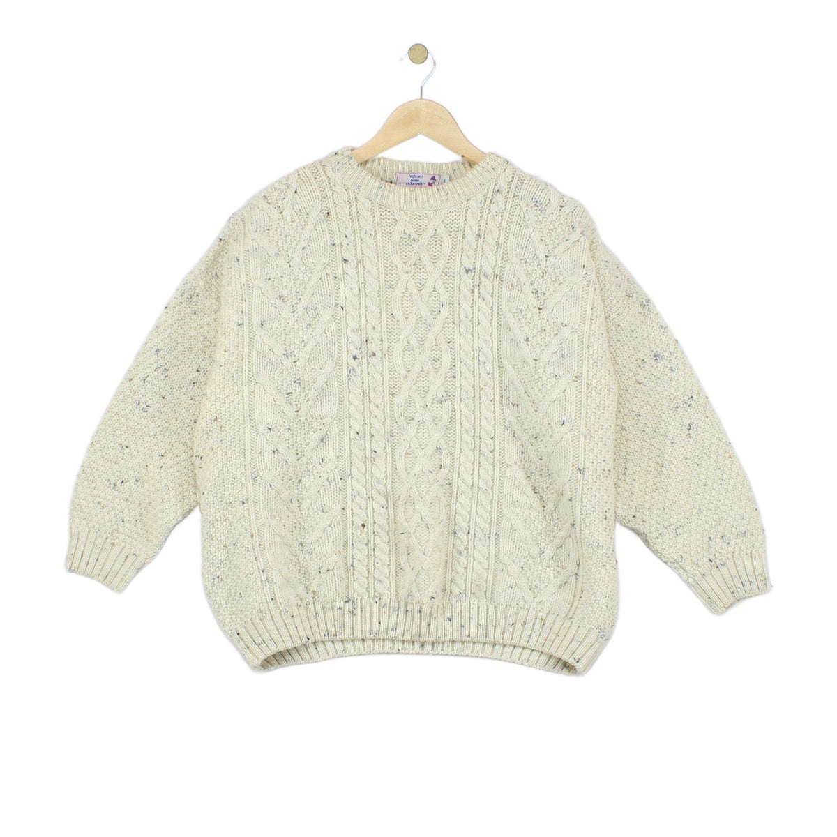 Womens Aran Knit Jumper Cable Knit Uk Made Relaxed Fit