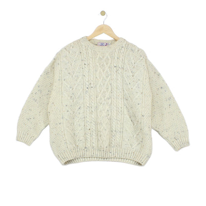Womens Aran Knit Jumper Cable Knit Uk Made Relaxed Fit