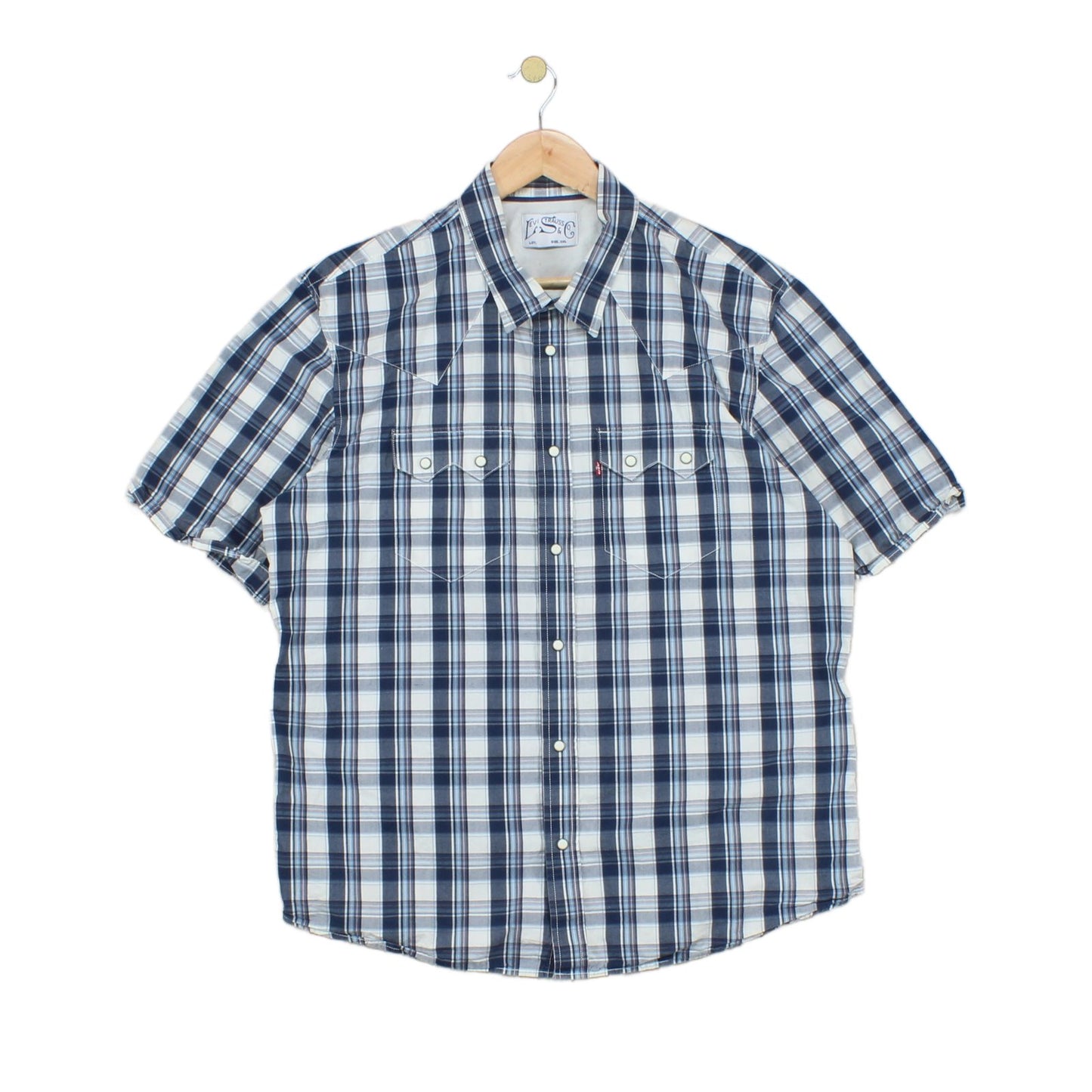 Mens Plaid Shirt Snap Western Short Sleeve Check