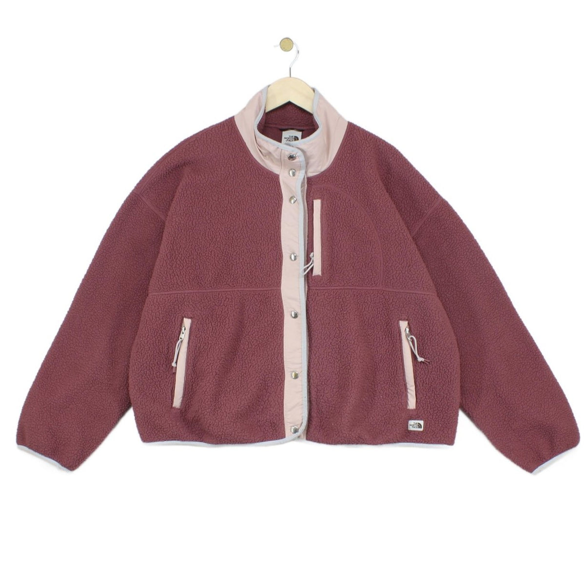 Womens Fleece Jacket Snap Button Oversized
