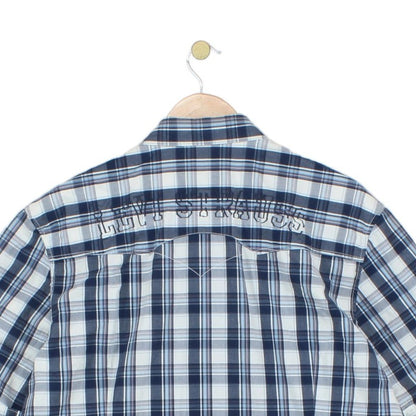 Mens Plaid Shirt Snap Western Short Sleeve Check