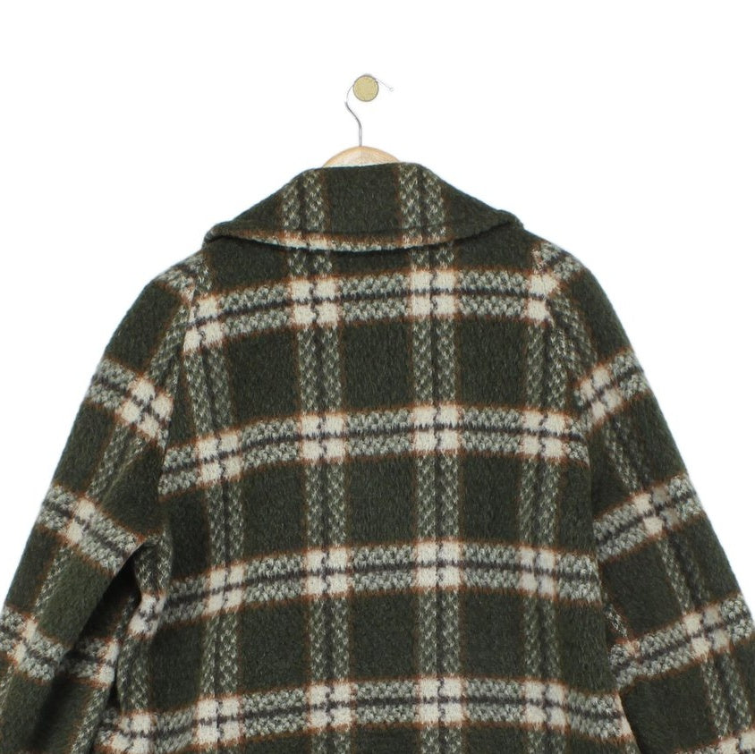 Womens Mohair Overcoat Plaid Pattern