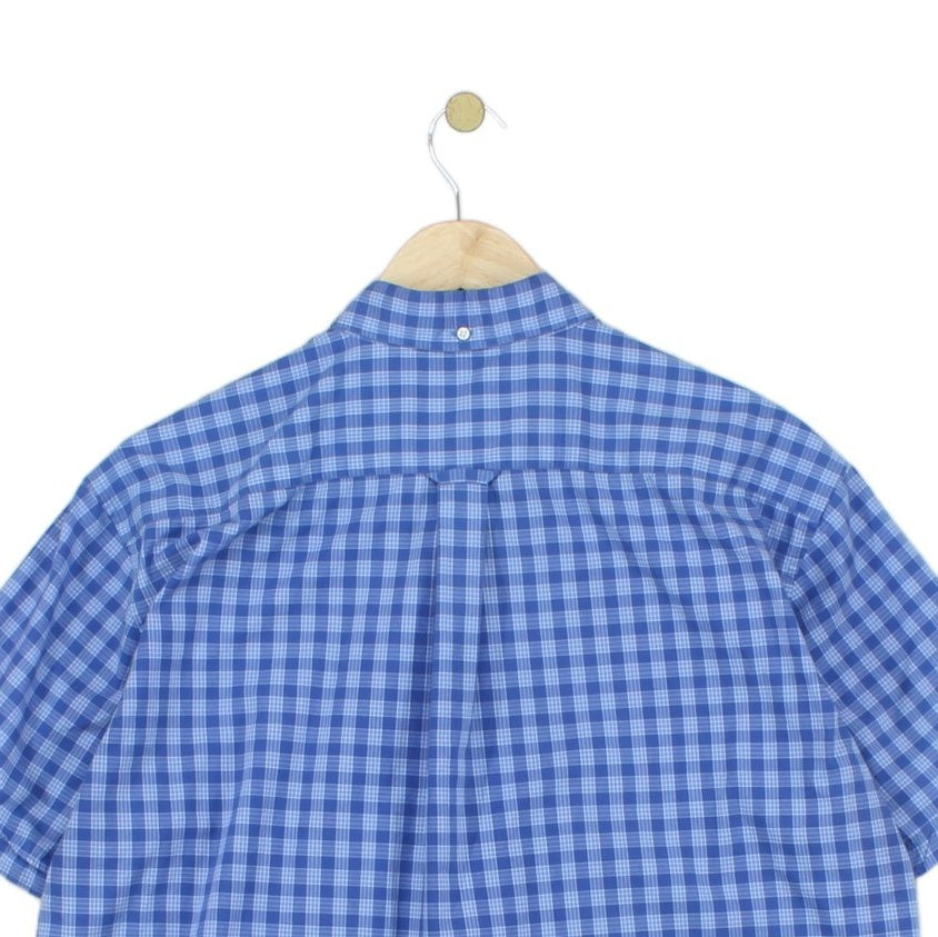 Mens Shirt Check Button Up Short Sleeve