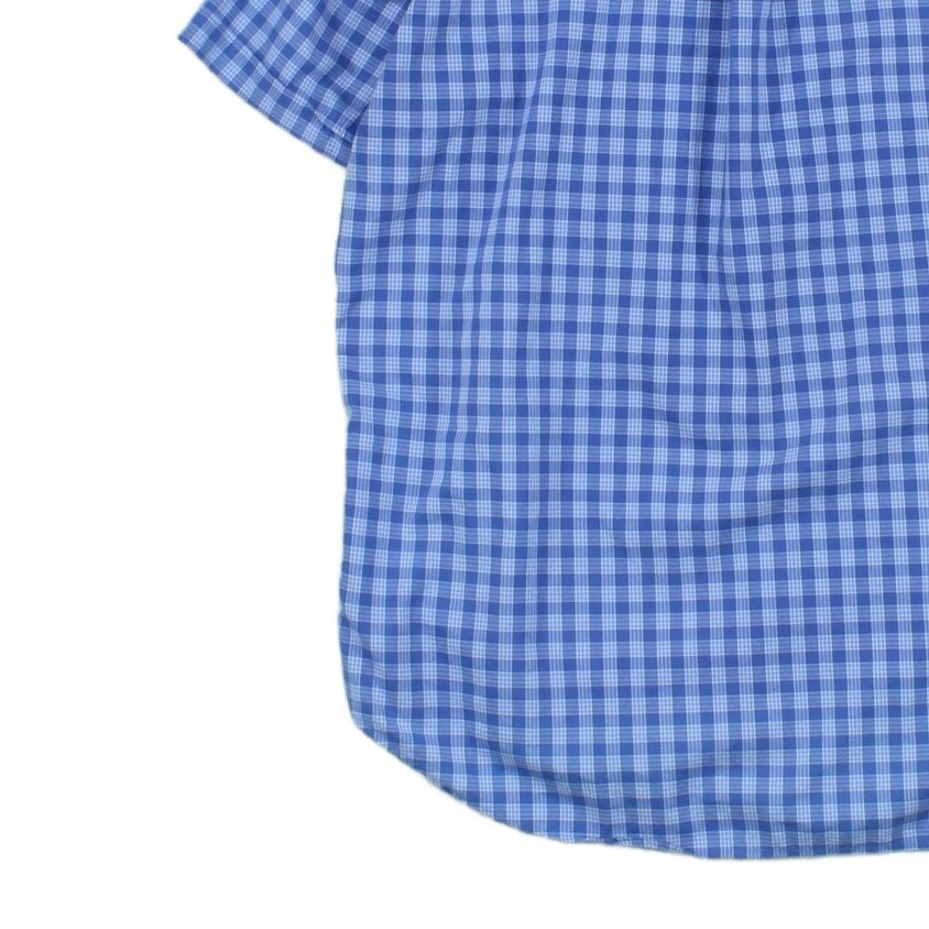 Mens Shirt Check Button Up Short Sleeve