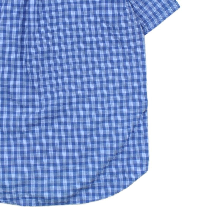 Mens Shirt Check Button Up Short Sleeve