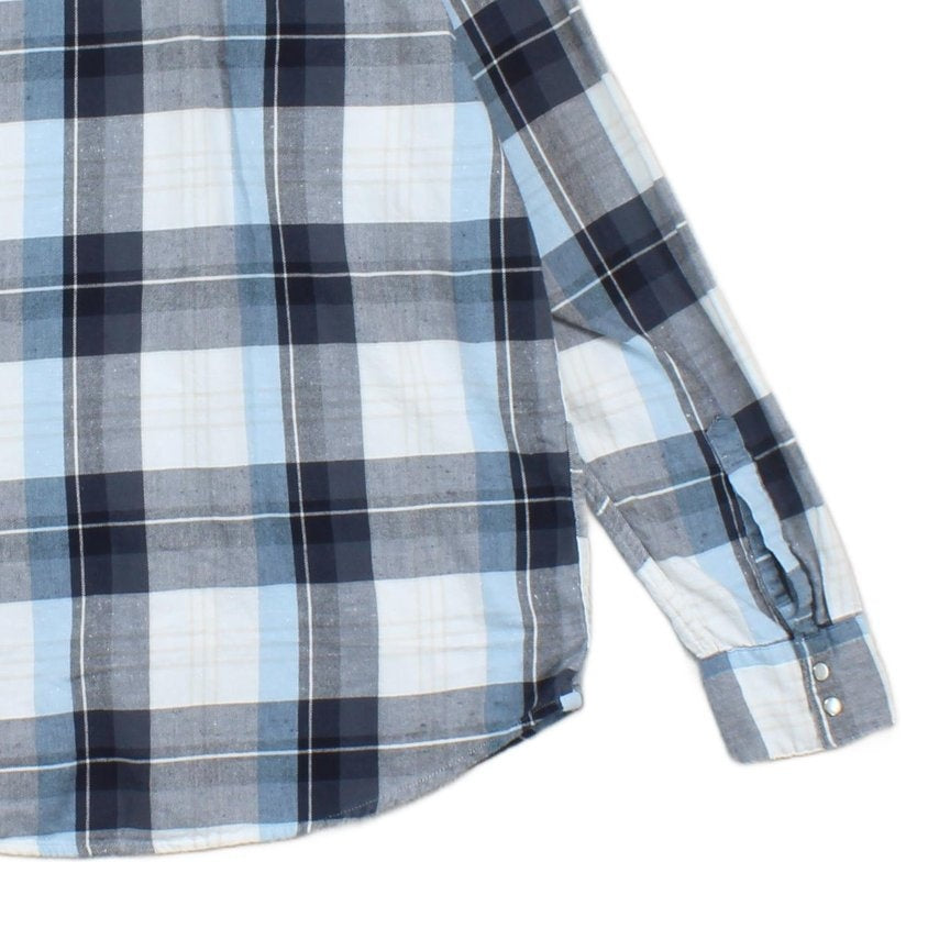 Mens Western Shirt Pearl Snap Long Sleeve Check