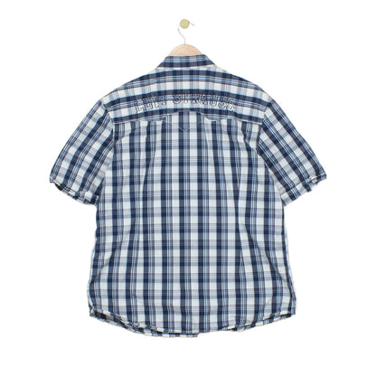 Mens Plaid Shirt Snap Western Short Sleeve Check