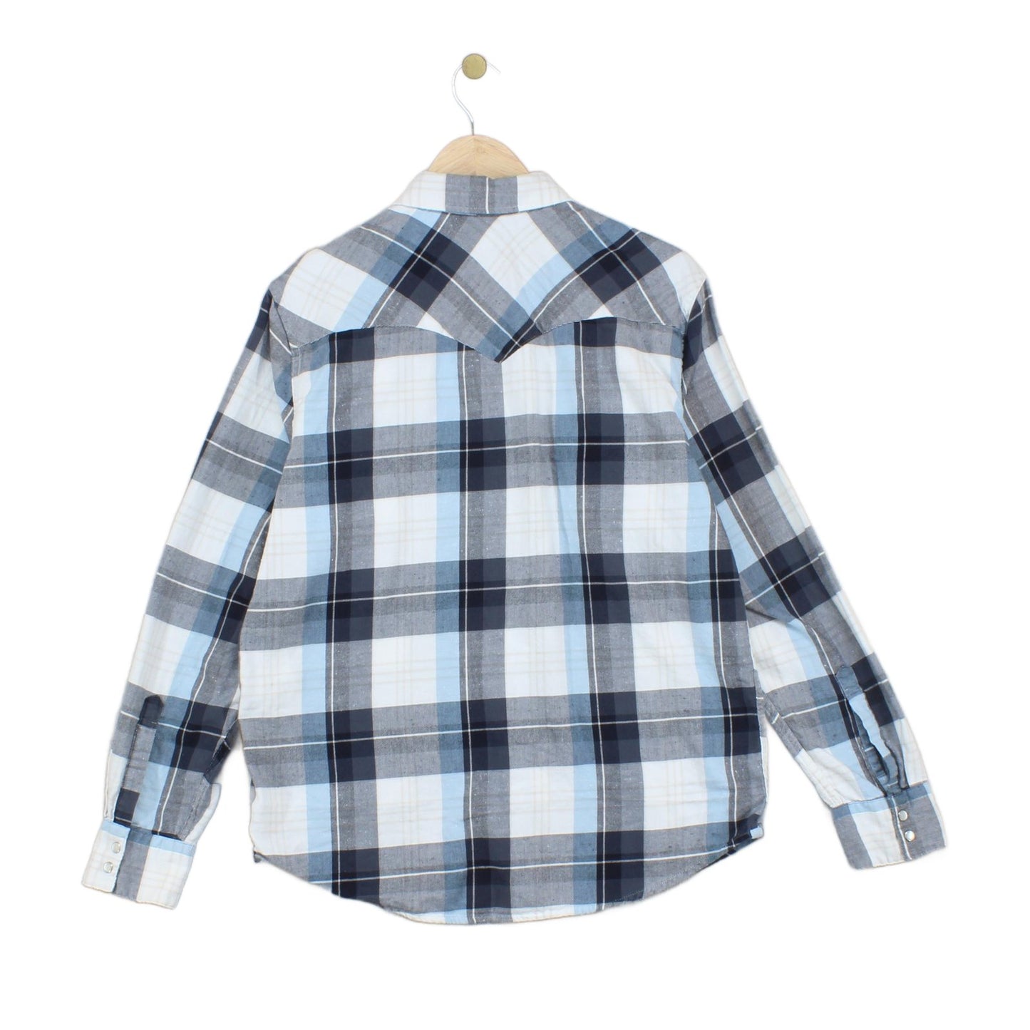 Mens Western Shirt Pearl Snap Long Sleeve Check