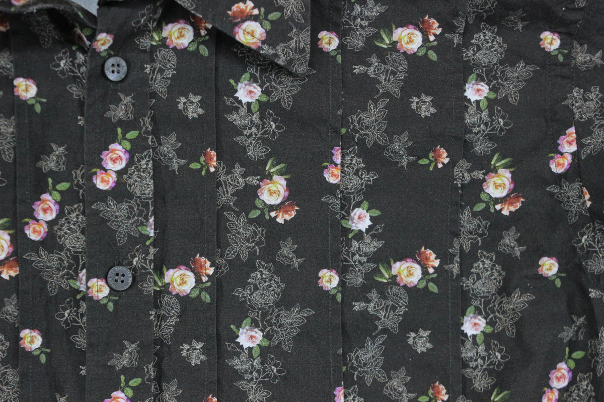 Mens Floral Shirt Long Sleeve Button Up