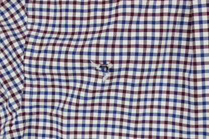Mens Plaid Shirt Stretch Slim Fit Button Down
