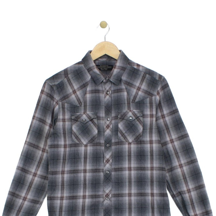 Mens Plaid Shirt Button Up Long Sleeve Snap