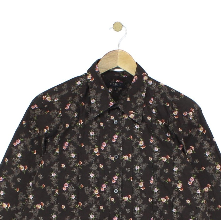 Mens Floral Shirt Long Sleeve Button Up
