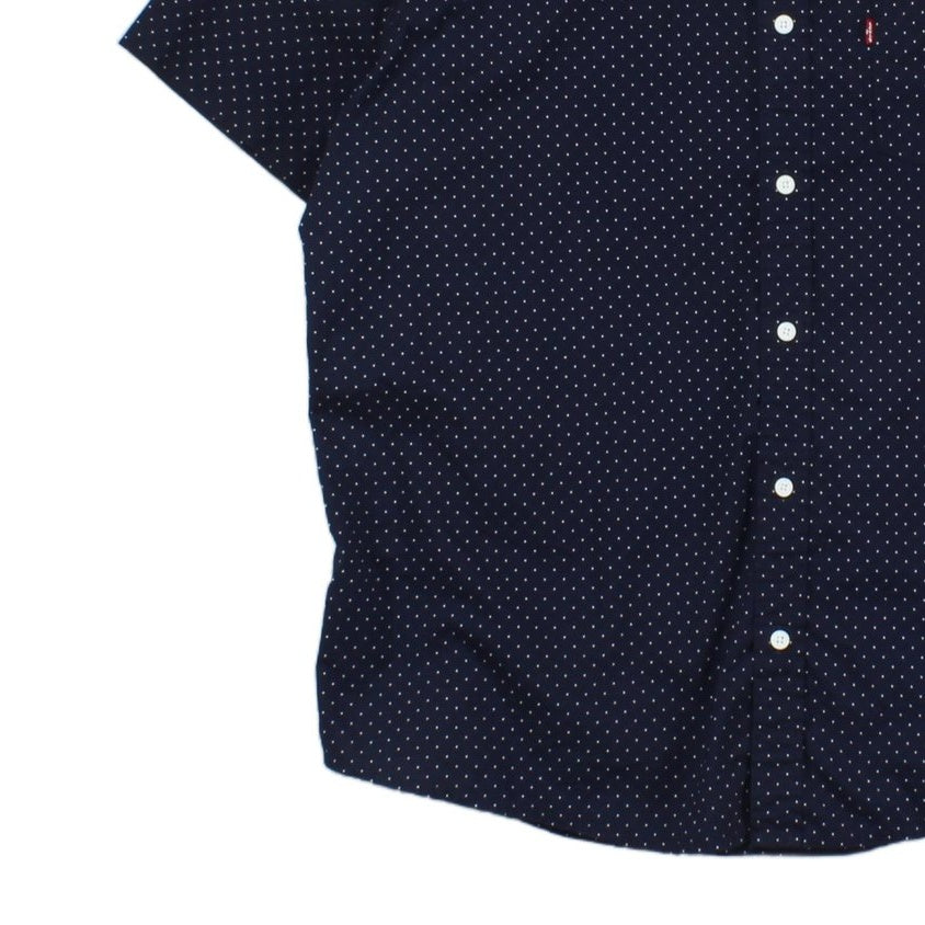 Mens Polka Dot Shirt Short Sleeve Button Up